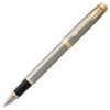 Parker IM Brushed Metal Gold Trim Fountain Pen -Office Supplies Store 16263 497