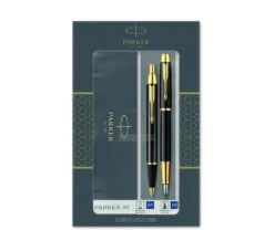 Parker® Parker IM Black Gold Trim Ballpoint & Fountain Pen Set