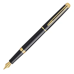 Waterman Hemisphere Black Lacquer Gold Trim Fountain Pen