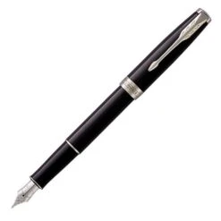 Parker Sonnet Black Lacquer Chrome Trim Fountain Pen