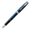Parker Sonnet Blue Lacquer Chrome Trim Fountain Pen -Office Supplies Store pa1125757med parker sonnet blue lacquer palladium trim fountain pen