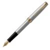 Parker Sonnet Stainless Steel Gold Trim Fountain Pen -Office Supplies Store pa1125765med parker sonnet stainless steel gold trim fountain pen