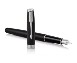 Parker Sonnet Matt Black Chrome Trim Fountain Pen -Office Supplies Store parker sonnet matt black chrome trim fountain pen alternate.jpg