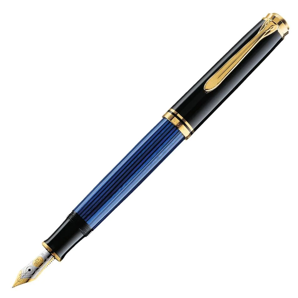 Pelikan Souveraen M600 Black And Blue Gold Trim Fountain Pen 3 Pelikan Souveraen M600 Black And Blue Gold Trim Fountain Pen